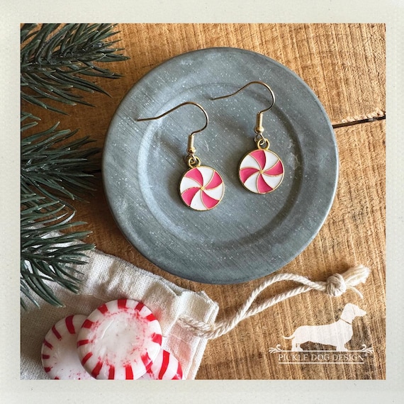 Peppermint. Dangle Earrings