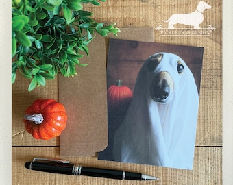 Halloween teckel spook set van 5 kaarten: Doxie Happy Halloweenie kaartenset