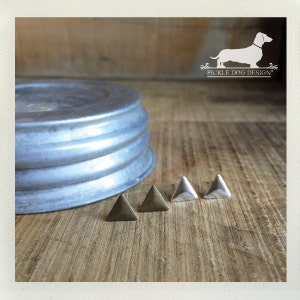 Triangle. Post Earrings -- (Antiqued Brass, Silver, Geometric, Vintage-Style, Rustic, Boho, Simple, Modern, Cute Gift, Earrings Under 5)