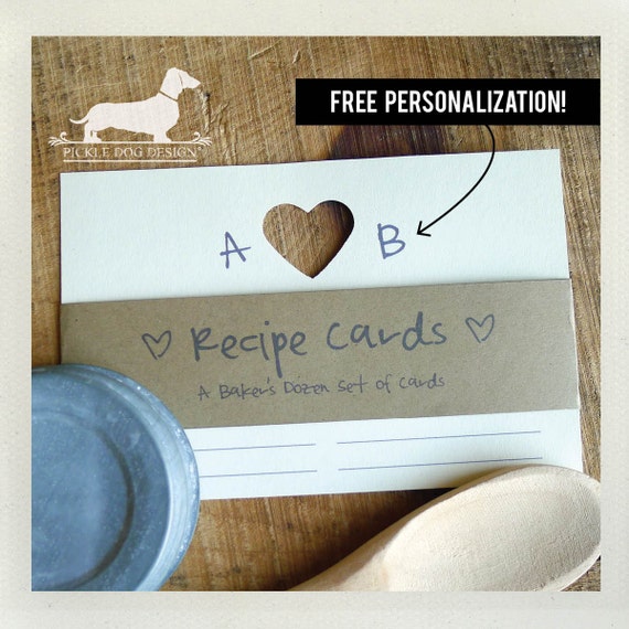True Love. Free Personalization. A Baker's Dozen (Qty 13) Set of 4x6 Recipe Cards