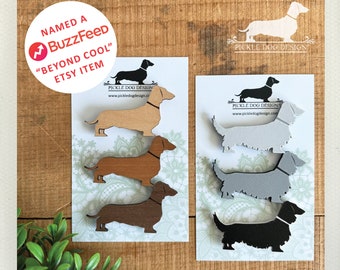 Imanes de perro salchicha: estilo vintage, de pelo largo, liso, de pelo duro, cortados con láser en madera o impresos en 3D, ideal como regalo para los amantes de los perros salchicha.