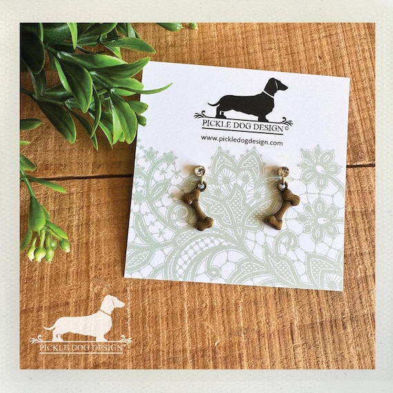 Dog Bone. Dangle Earrings