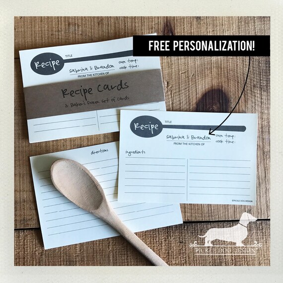 A Spoonful of Sugar. Free Personalization. A Baker's Dozen (Qty 13) Set of Recipe Cards