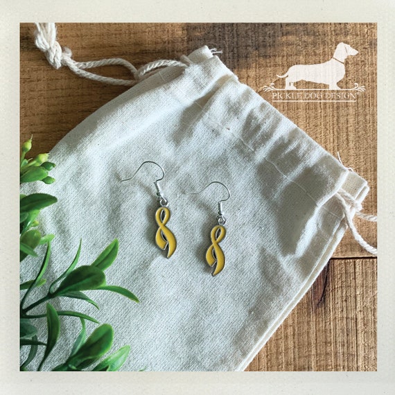 Yellow Ribbon. Dangle Earrings