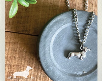 Mini Dachshund Necklace: Vintage-Style Tiny Sausage Dog Silver Pendant, Doxie Lover Gift