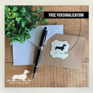 Personalized Dachshund Note Card: Rustic Doxie Stationery, Gift for Dog Lover