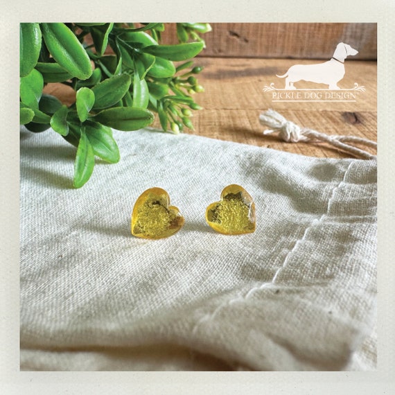 Citrine Heart. Post Earrings