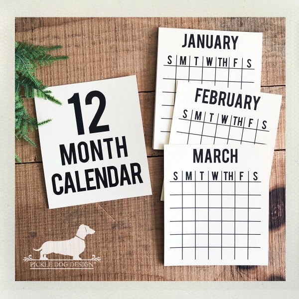 Any Year. Desktop Calendar -- (Vintage-Style, Modern, Minimalist, 2022, 2023, Simple, Grid Calendar, New Year, Stendig, Gift Under 20)