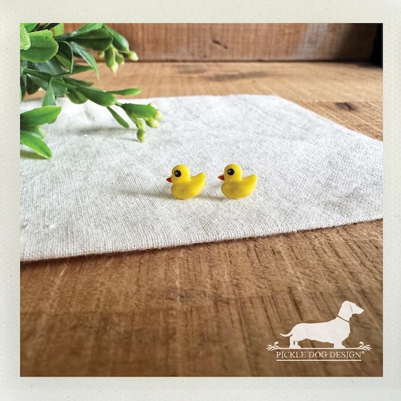 Yellow Duck. Post Earrings
