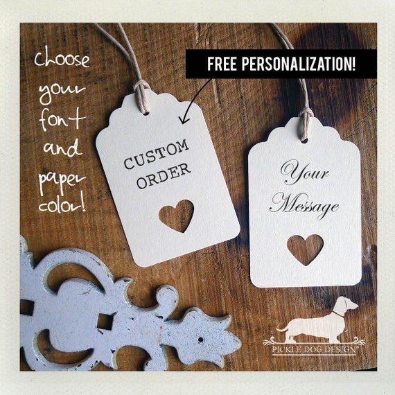 Ivory Open Heart. Personalized Gift Tags (Set of 12)