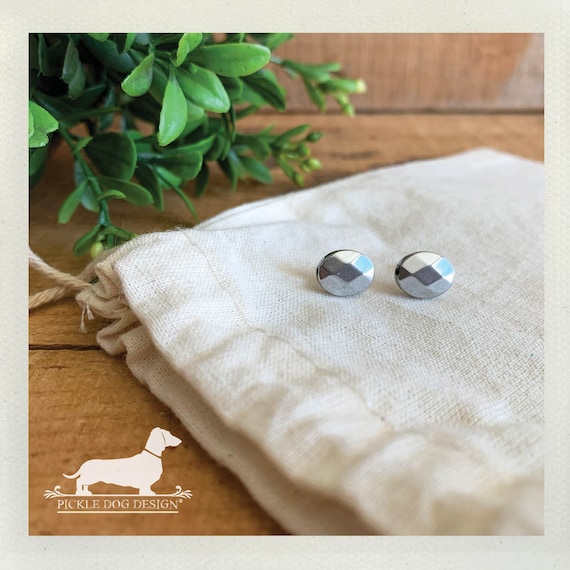 Faceted Oval. Post Earrings