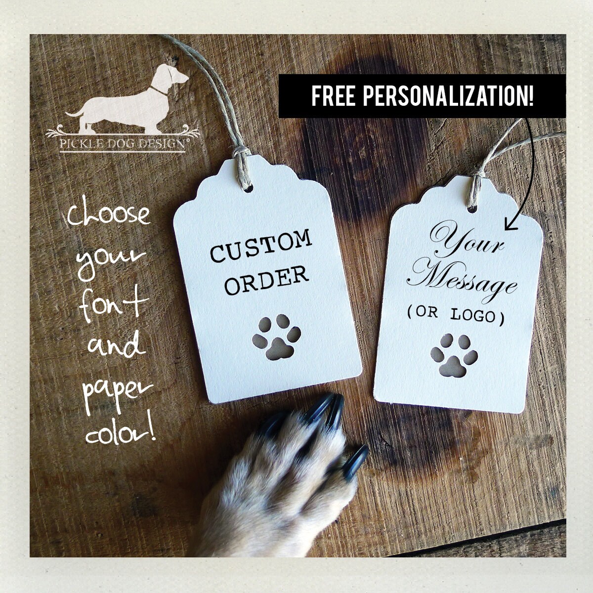 Paw Print. Personalized Gift Tags Set of 12 Paw Bridal | Etsy