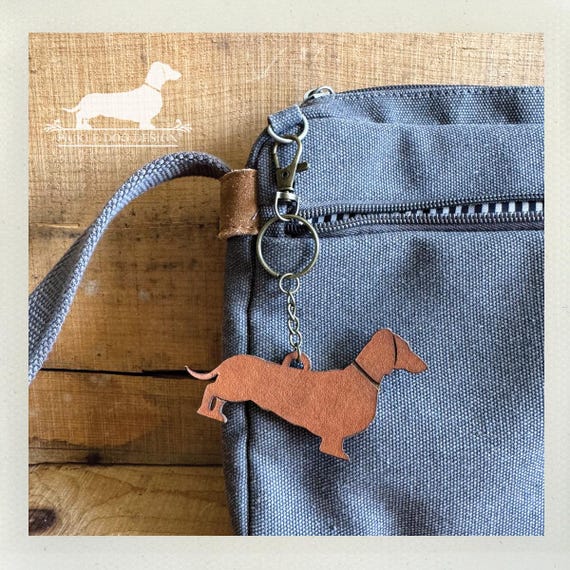 Doxie. Leather Keychain