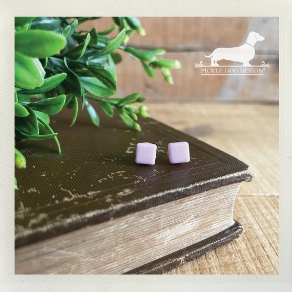 Light Pink Square. Post Earrings