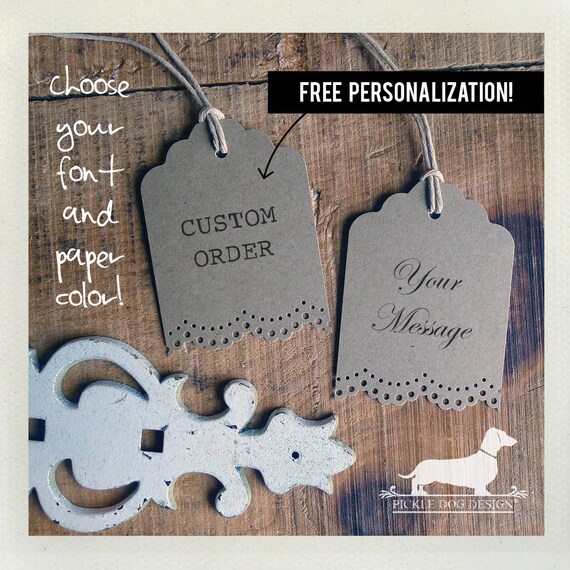 Single Brown Lace. Personalized Gift Tags (Set of 12)