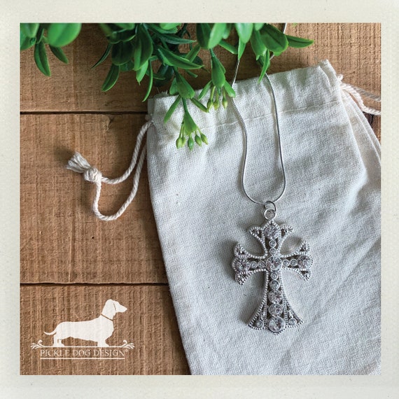 Rhinestone Cross. Necklace