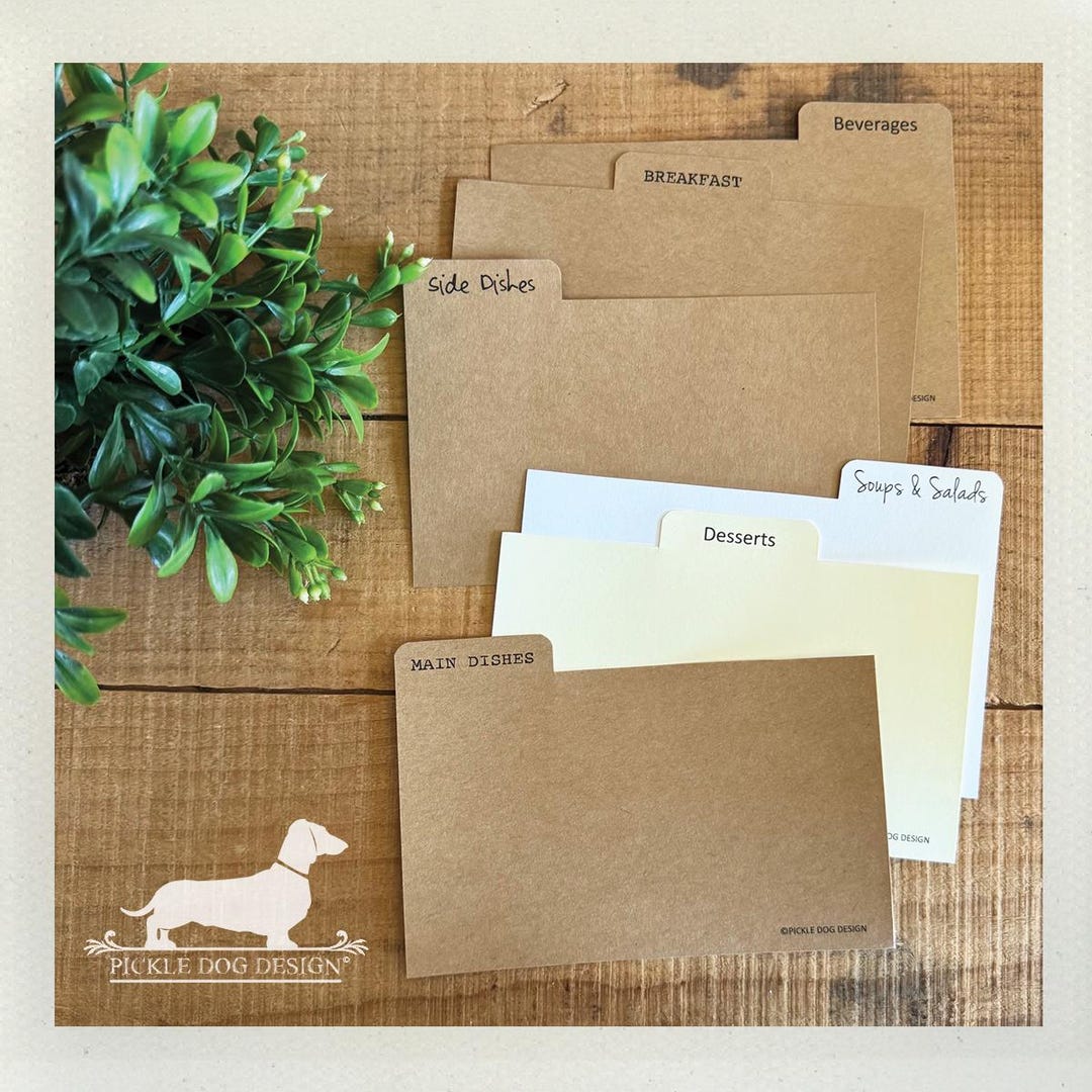 DISCOUNTED! 3x5 Tabbed Recipe Divider Cards: Kitchen Organization (set ...