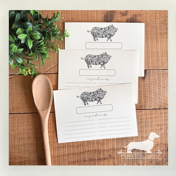This 'Lil Piggy. A Baker's Dozen (Qty 13) Set of Recipe Cards
