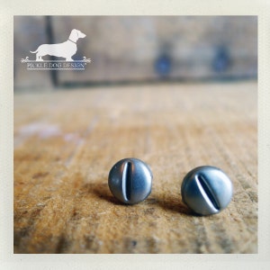 Screwed Up. Flat Head Post Earrings -- (Vintage-Style, Silver, Screw Earring, Funny, Unisex Earrings, Gift for Guys, Modern, Minimalist)