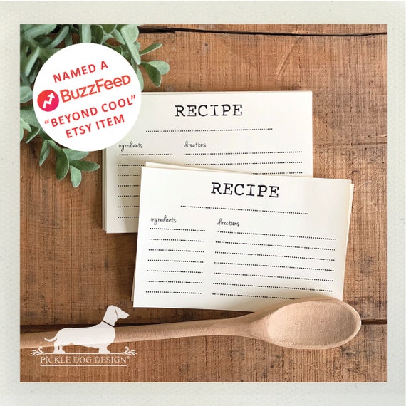Minimalist. A Baker's Dozen (Qty 13) Set of Recipe Cards