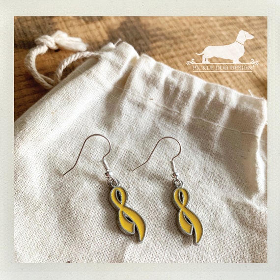 Yellow Ribbon. Dangle Earrings