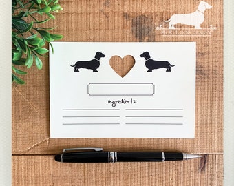 Big Doxie Love. A Baker's Dozen (Qty 13) Set of 4x6 Recipe Cards -- (Wedding Gift, Heart, Bridal Shower, Dachshund, Dog, Choose Paper Color)