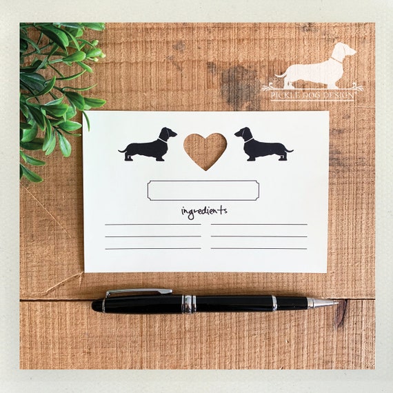 Big Doxie Love. A Baker's Dozen (Qty 13) Set of 4x6 Recipe Cards