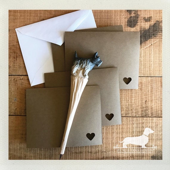 DOLLAR DEAL! Mini Heart. Brown Kraft Note Cards (Set of 4)