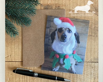 Santa Dachshund Set of 5 Cards: Doxie Christmas Card Set with Envelopes