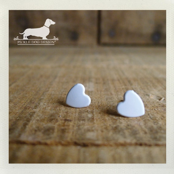 I Heart You. White Heart Post Earrings