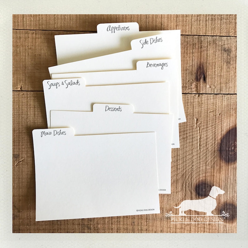 Tabby. 3x5 Recipe Divider Cards Kraft Paper Wedding Gift Etsy