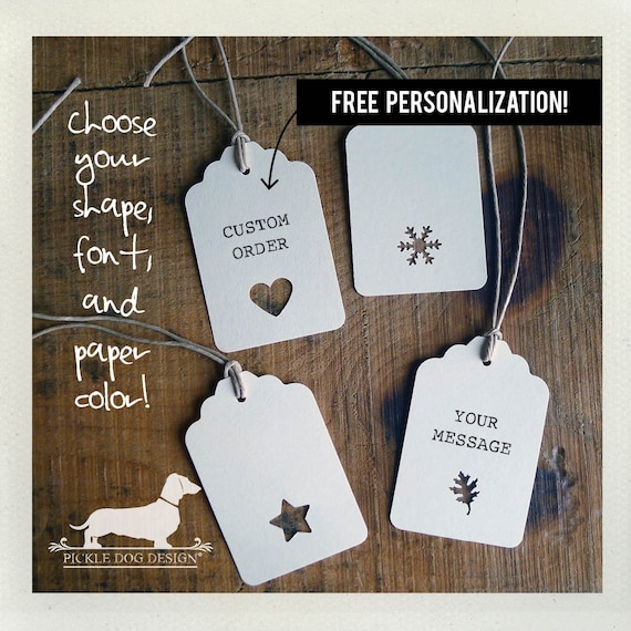 Single Shape. Personalized Gift Tags (Set of 12)