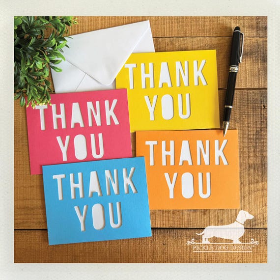 DISCOUNT DEAL! Colorful Thank You. Cards (Set of 4)