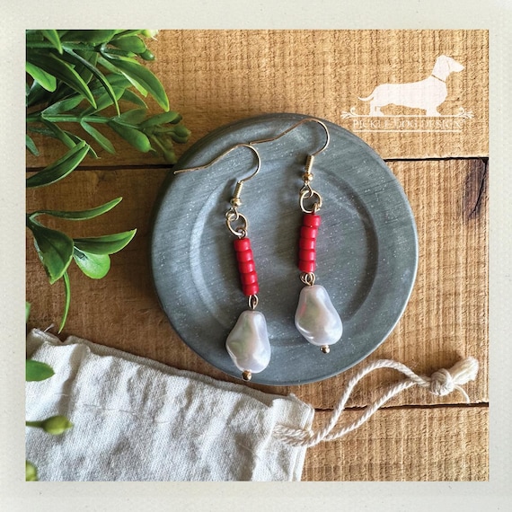 Pop of Red. Dangle Earrings