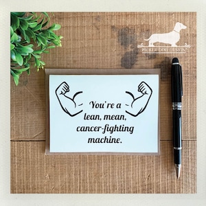 Cancer Fighting Machine. Note Card -- (Chemo Card, Cancer Fighter, Cancer Humor, Cancer Card, Encouragement Card, Thinking of You Card)