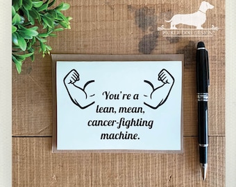 Cancer Fighting Machine. Note Card -- (Chemo Card, Cancer Fighter, Cancer Humor, Cancer Card, Encouragement Card, Thinking of You Card)