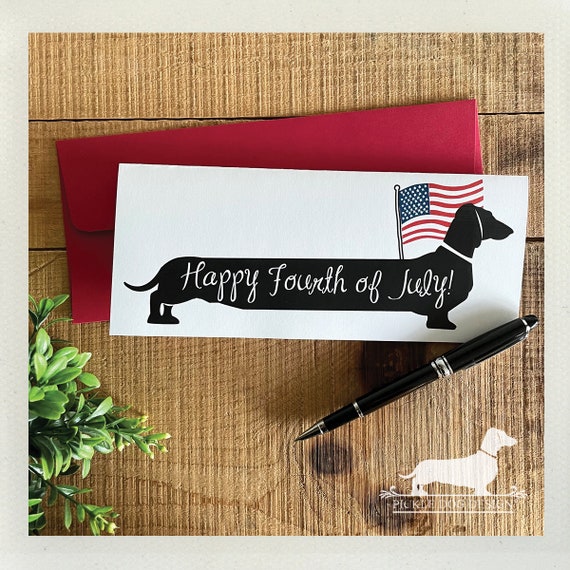 DISCOUNT DEAL! July Fourth Doxie. Note Card