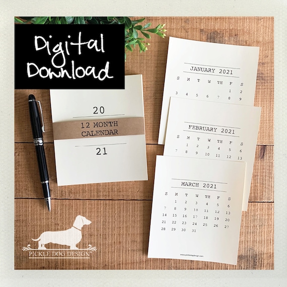 DIGITAL DOWNLOAD! Minimalist. Printable 2021 Desktop Calendar