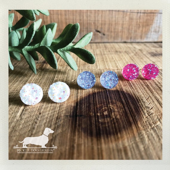 DOLLAR DEAL! Colorful Druzy. Post Earrings