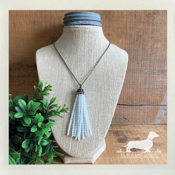 Milky White Fringe. Necklace