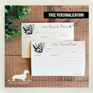 Herb Garden. Free Personalization. A Baker's Dozen (Qty 13) Set of Recipe Cards -- (3x5, 4x6, Rustic, Wedding Gift, Bridal Shower Favor)