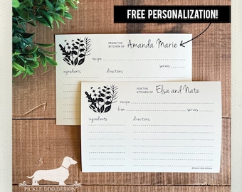 Herb Garden. Free Personalization. A Baker's Dozen (Qty 13) Set of Recipe Cards -- (3x5, 4x6, Rustic, Wedding Gift, Bridal Shower Favor)