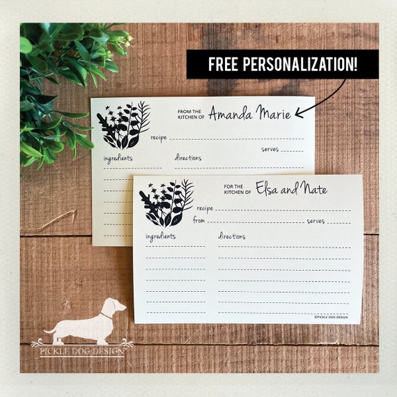 Herb Garden. Free Personalization. A Baker's Dozen (Qty 13) Set of Recipe Cards