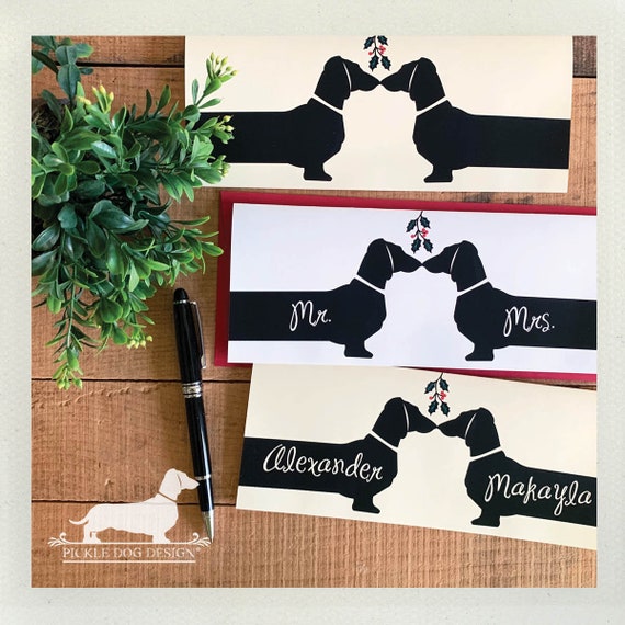 Mistletoe Long Doxie. Note Card