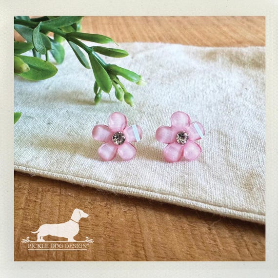 Blush Pink Flower. Post Earrings