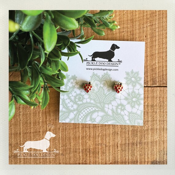 Strawberry. Post Earrings