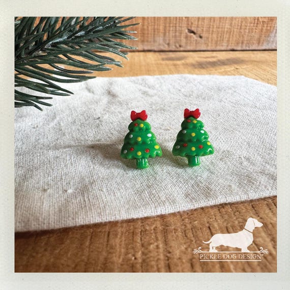 Christmas Tree. Post Earrings
