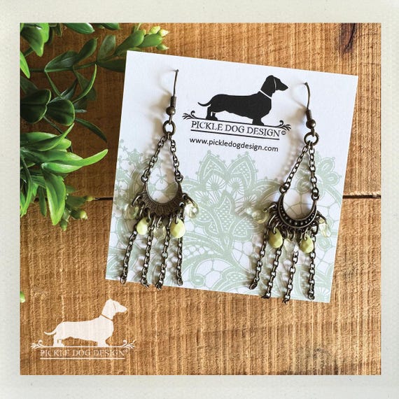 Peridot Chandelier. Dangle Earrings