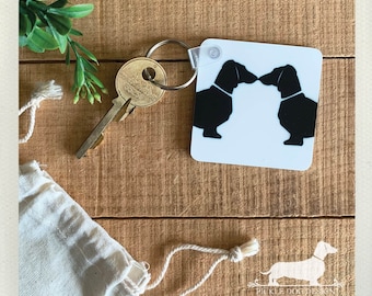 Dachshund Keychain: Kissing Doxies, Wiener Dog Love