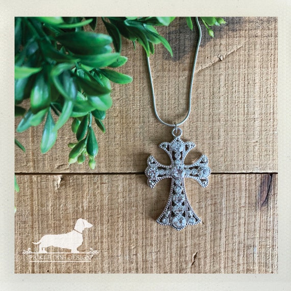 Rhinestone Cross. Necklace